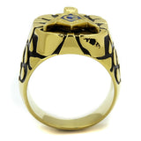 IP Gold(Ion Plating) Stainless Steel Ring with Epoxy  in Capri Blue