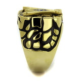 IP Gold(Ion Plating) Stainless Steel Ring with Epoxy  in Capri Blue
