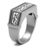 High polished (no plating) Stainless Steel Ring with Top Grade Crystal  in Clear