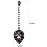 IP Black(Ion Plating) Stainless Steel Earrings with Top Grade Crystal  in Light Rose