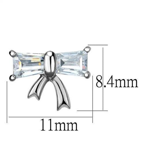 High polished (no plating) Stainless Steel Earrings with AAA Grade CZ  in Clear