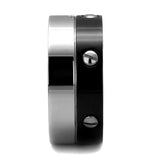 Two-Tone IP Black (Ion Plating) Stainless Steel Ring with No Stone