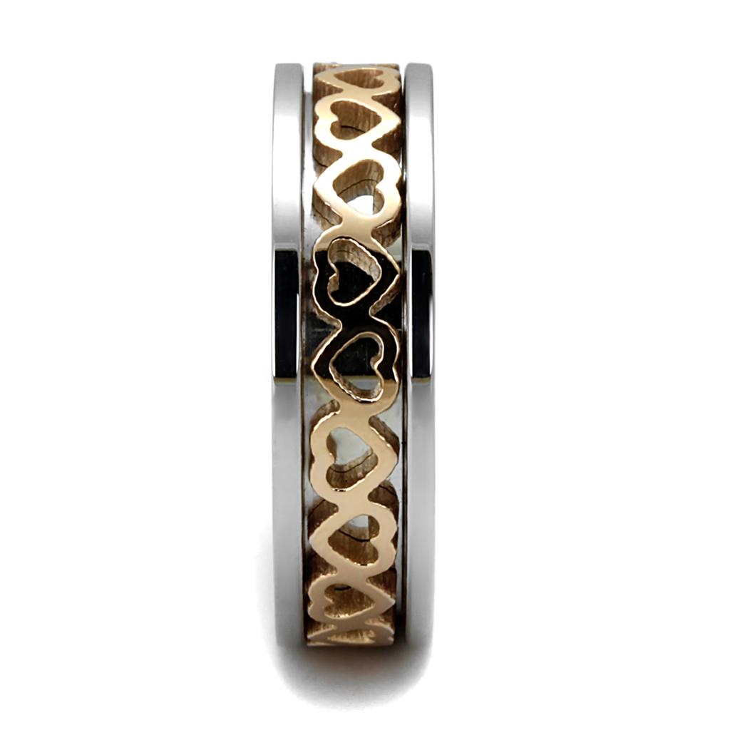 Two-Tone IP Rose Gold Stainless Steel Ring with No Stone