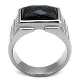 High polished (no plating) Stainless Steel Ring with Blue Sand  in Montana