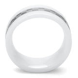 High polished (no plating) Stainless Steel Ring with Ceramic  in White