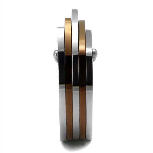 Two Tone IP Light Brown (IP Light coffee) Stainless Steel Ring with No Stone