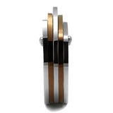 Two Tone IP Light Brown (IP Light coffee) Stainless Steel Ring with No Stone