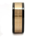 Three Tone (IP Rose Gold & IP Black & High Polished) Stainless Steel Ring with No Stone