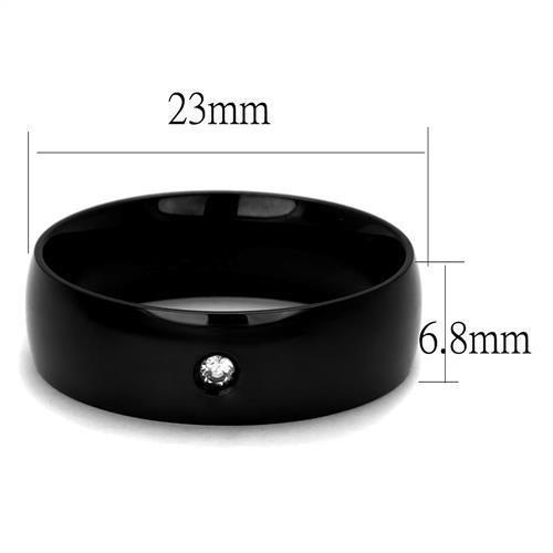 IP Black(Ion Plating) Stainless Steel Ring with AAA Grade CZ  in Clear