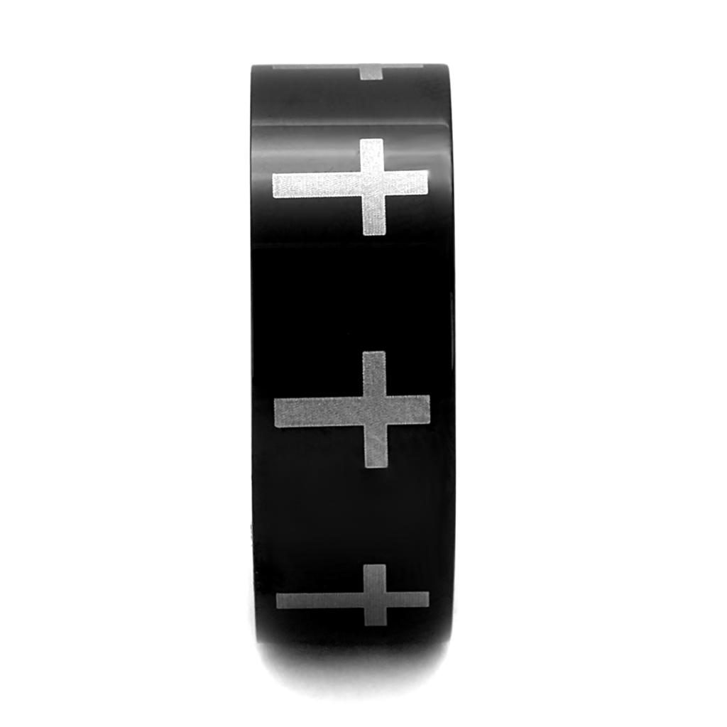 Two-Tone IP Black (Ion Plating) Stainless Steel Ring with No Stone