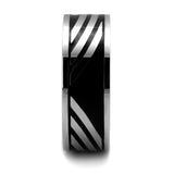 High polished (no plating) Stainless Steel Ring with Epoxy  in Jet