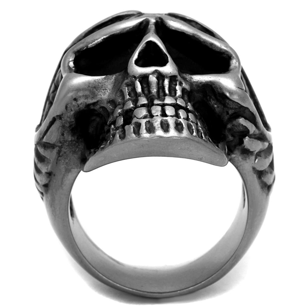 Antique Silver Stainless Steel Ring with Epoxy  in Jet