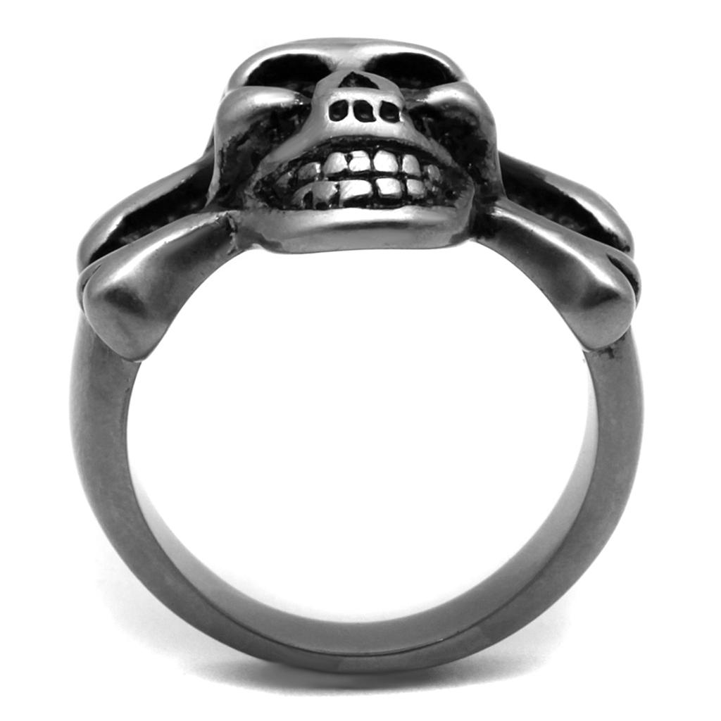 Antique Silver Stainless Steel Ring with Epoxy  in Jet