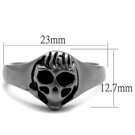 Antique Silver Stainless Steel Ring with Epoxy  in Jet