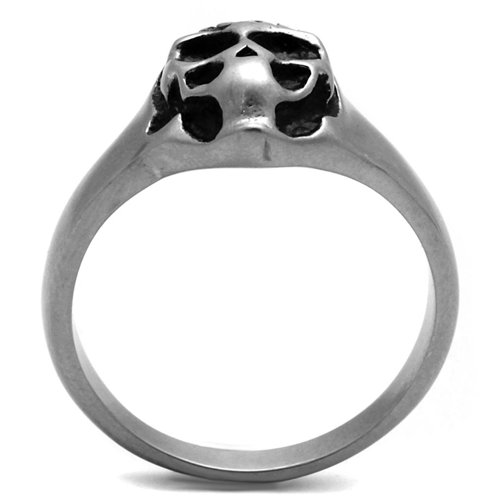 Antique Silver Stainless Steel Ring with Epoxy  in Jet