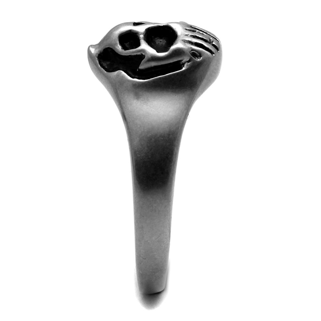 Antique Silver Stainless Steel Ring with Epoxy  in Jet