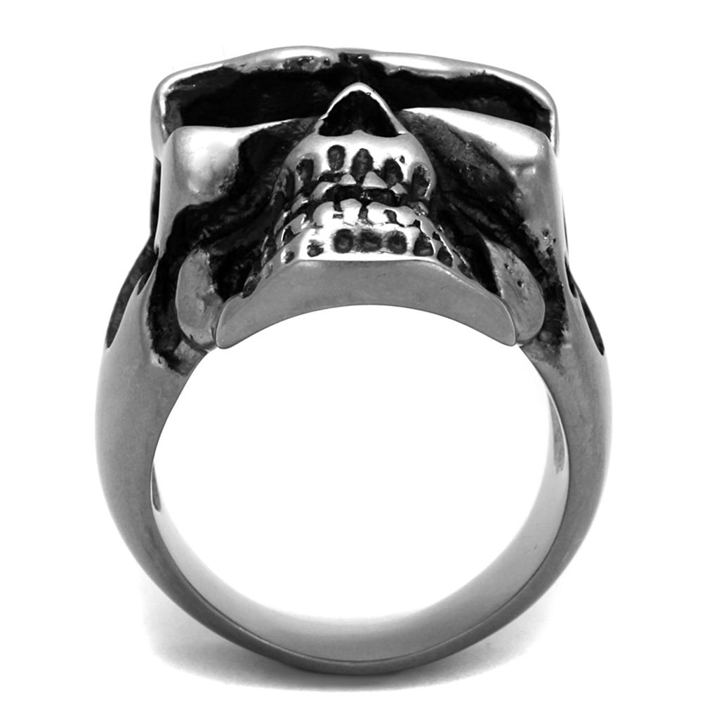 Antique Silver Stainless Steel Ring with Epoxy  in Jet