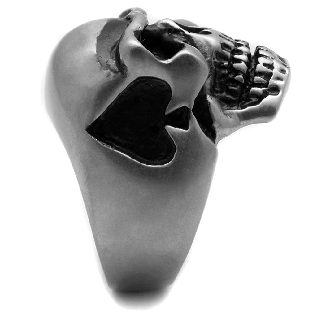 Antique Silver Stainless Steel Ring with Epoxy  in Jet