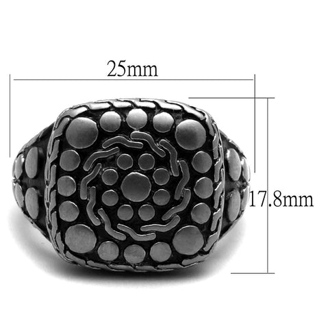 Antique Silver Stainless Steel Ring with Epoxy  in Jet