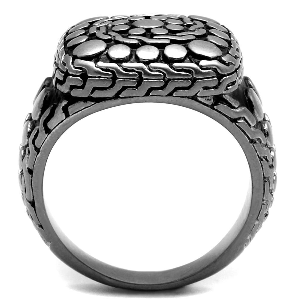 Antique Silver Stainless Steel Ring with Epoxy  in Jet