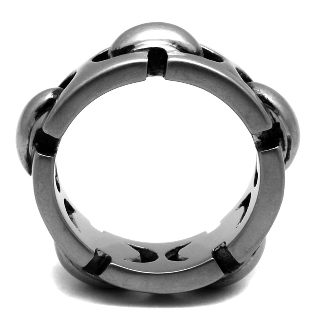 Antique Silver Stainless Steel Ring with Epoxy  in Jet