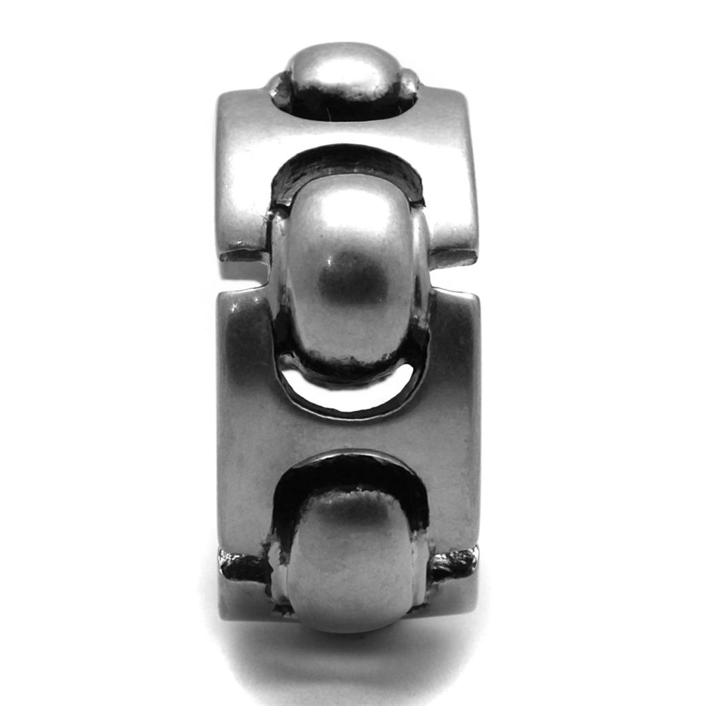 Antique Silver Stainless Steel Ring with Epoxy  in Jet