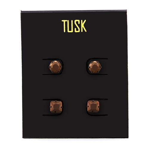 Two Tone IP Light Brown (IP Light coffee) Stainless Steel Earrings with AAA Grade CZ  in Light Coffee
