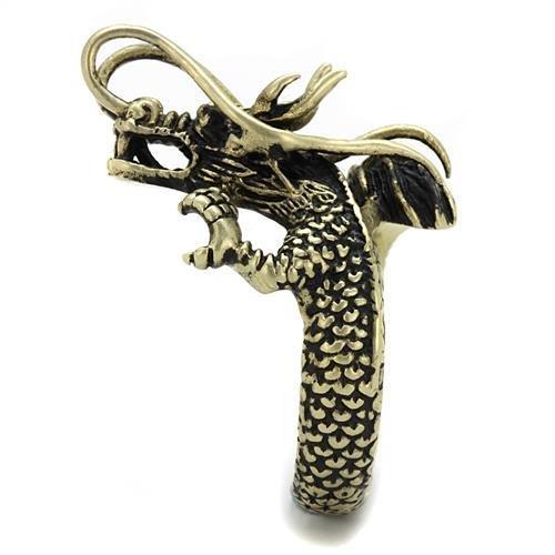 IP Antique Copper Stainless Steel Ring with Epoxy  in Jet