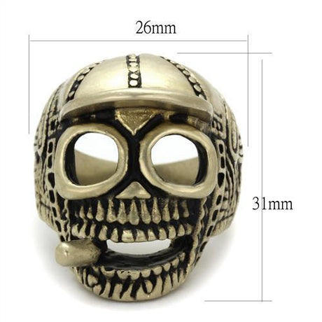 IP Antique Copper Stainless Steel Ring with Epoxy  in Jet