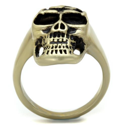 IP Antique Copper Stainless Steel Ring with Epoxy  in Jet