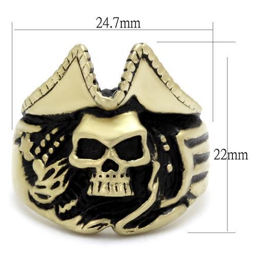 IP Antique Copper Stainless Steel Ring with Epoxy  in Jet