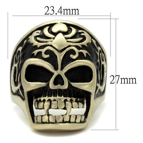 IP Antique Copper Stainless Steel Ring with Epoxy  in Jet