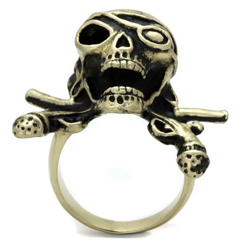 IP Antique Copper Stainless Steel Ring with Epoxy  in Jet