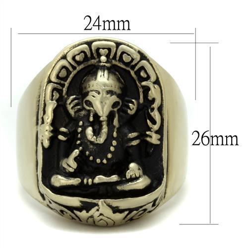 IP Antique Copper Stainless Steel Ring with Epoxy  in Jet