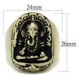 IP Antique Copper Stainless Steel Ring with Epoxy  in Jet