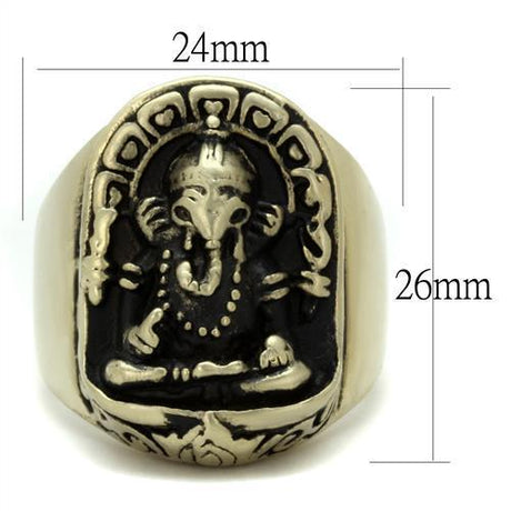 IP Antique Copper Stainless Steel Ring with Epoxy  in Jet