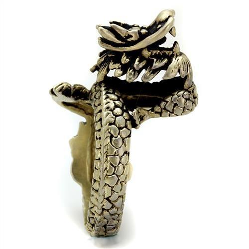 IP Antique Copper Stainless Steel Ring with Epoxy  in Jet