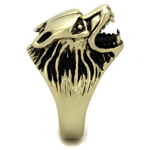 IP Antique Copper Stainless Steel Ring with Epoxy  in Jet