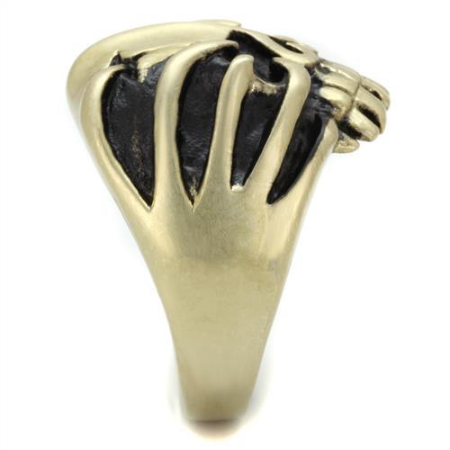 IP Antique Copper Stainless Steel Ring with Epoxy  in Jet