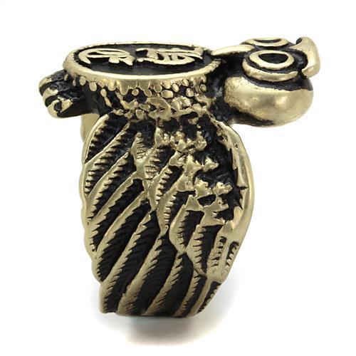 IP Antique Copper Stainless Steel Ring with Epoxy  in Jet