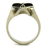 IP Antique Copper Stainless Steel Ring with Epoxy  in Jet