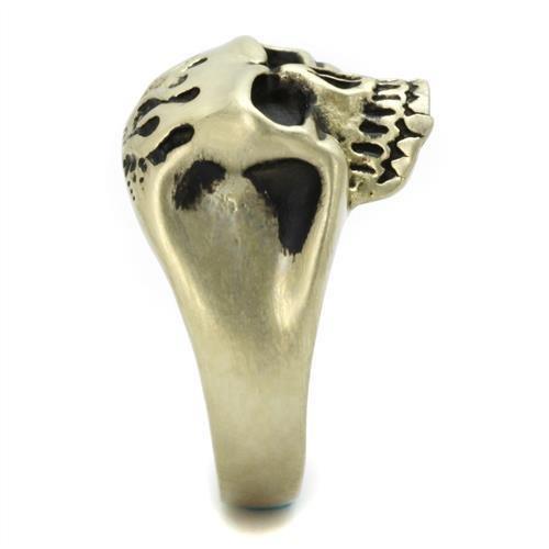 IP Antique Copper Stainless Steel Ring with Epoxy  in Jet