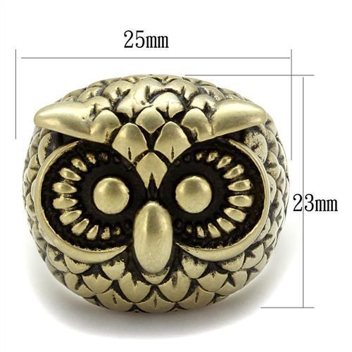 IP Antique Copper Stainless Steel Ring with Epoxy  in Jet