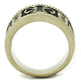 IP Antique Copper Stainless Steel Ring with Epoxy  in Jet