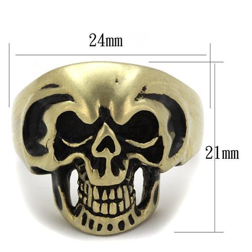 IP Antique Copper Stainless Steel Ring with Epoxy  in Jet