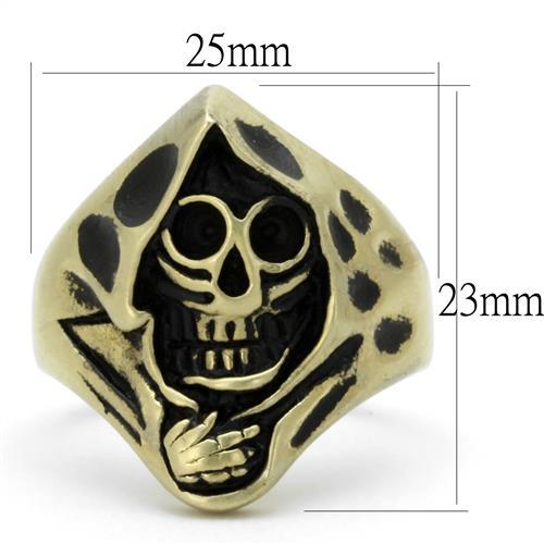 IP Antique Copper Stainless Steel Ring with Epoxy  in Jet