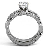 High polished (no plating) Stainless Steel Ring with AAA Grade CZ  in Clear