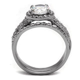 High polished (no plating) Stainless Steel Ring with AAA Grade CZ  in Clear