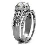 High polished (no plating) Stainless Steel Ring with AAA Grade CZ  in Clear