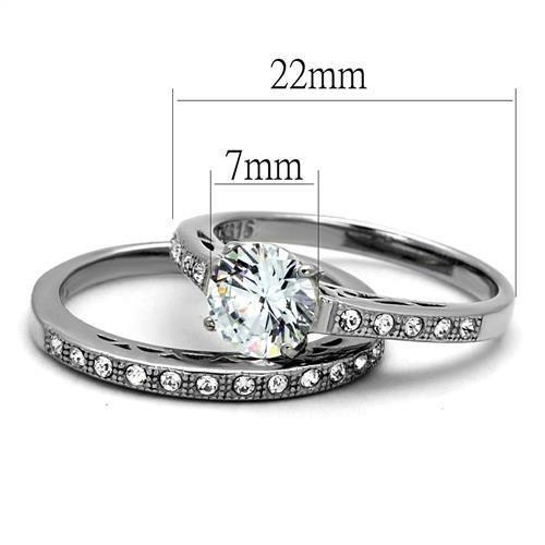 High polished (no plating) Stainless Steel Ring with AAA Grade CZ  in Clear